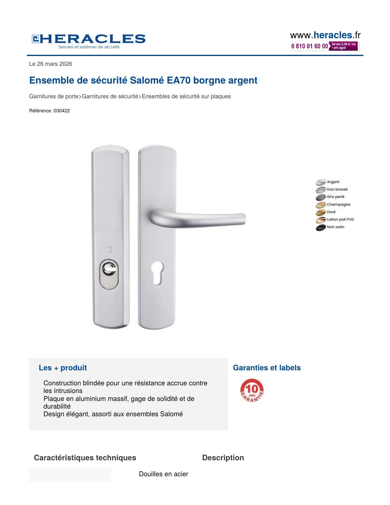 Fiche technique Héraclès Salomé borgne