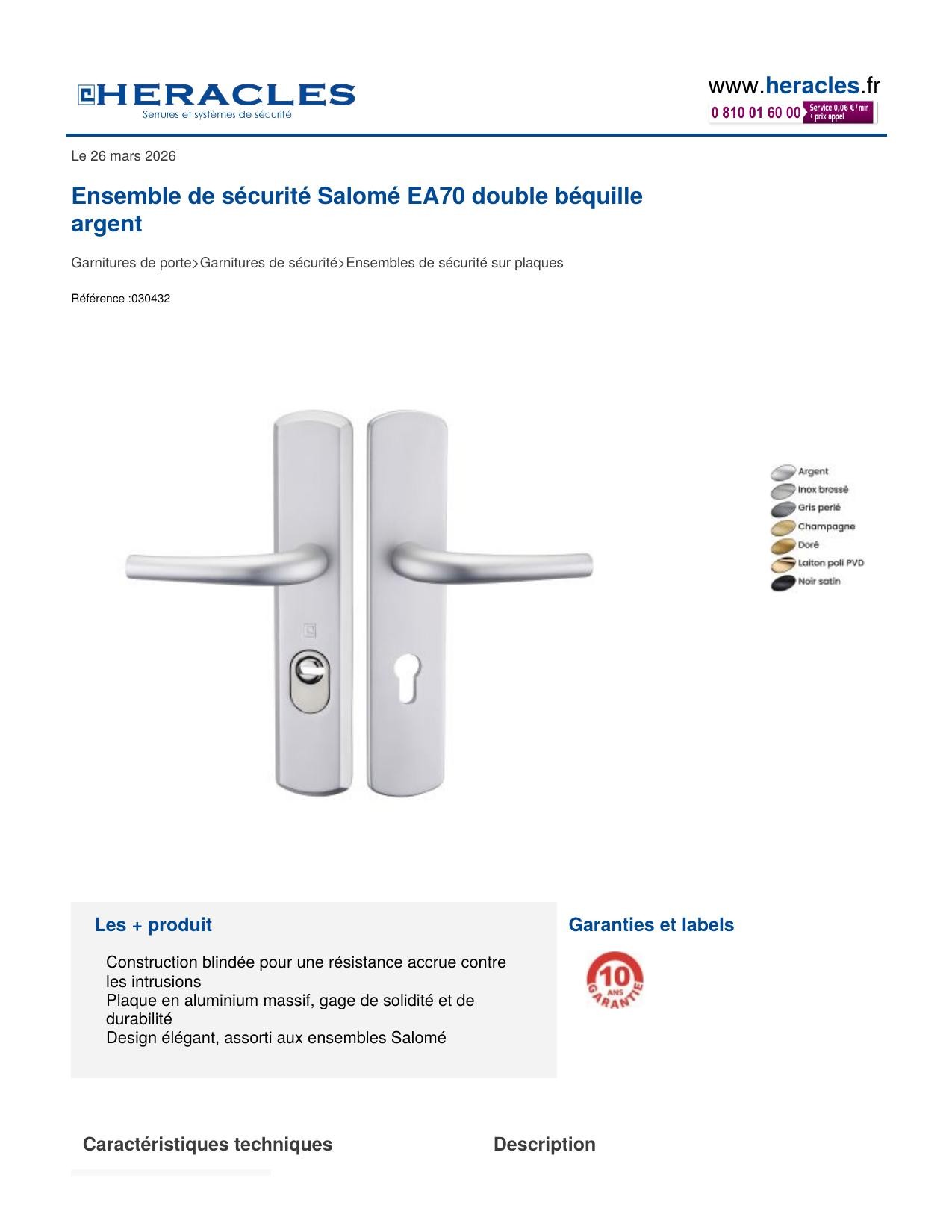 Fiche technique Héraclès Salomé double béquille