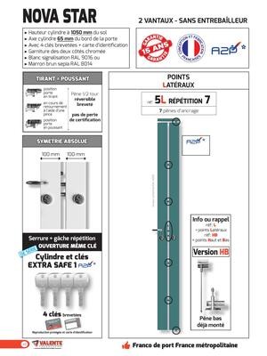 Fiche technique Valente Nova Star double vantaux